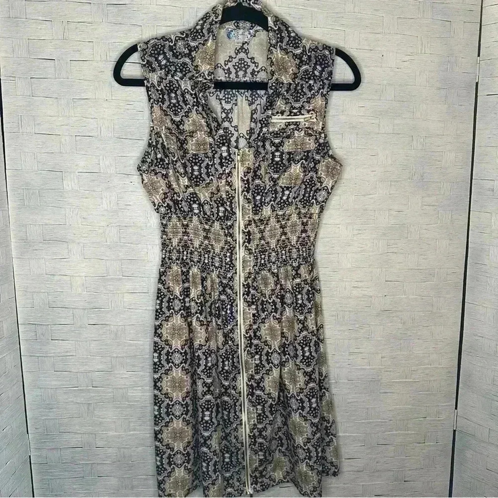 J Jill Womens Dress Shirt Midi Sleeveless Sundress Bohemian Modern Cottagecore